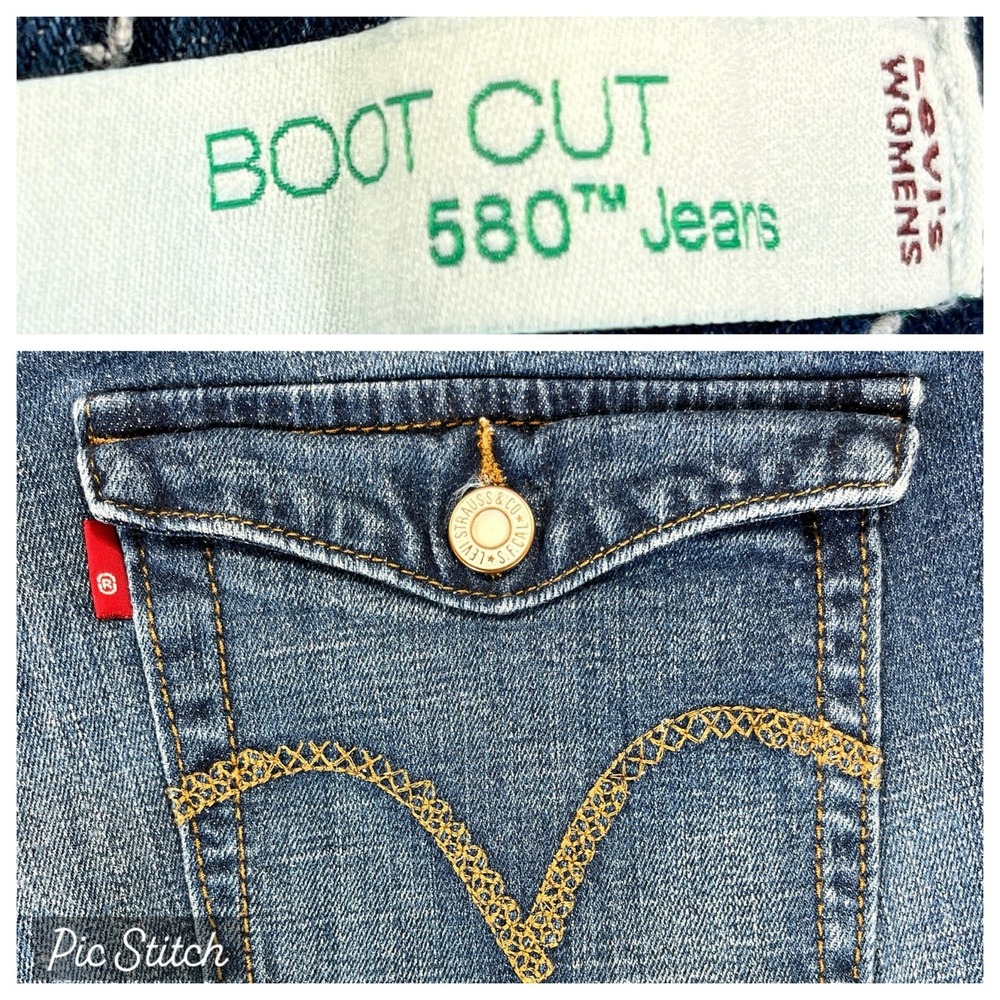 Levi's 580 Bootcut‎ High Rise Jeans Women 20M/36X30 1/2 Flap Pocket medium wash